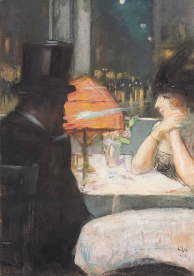 Dame et Monsieur au restaurant - Lesser Ury